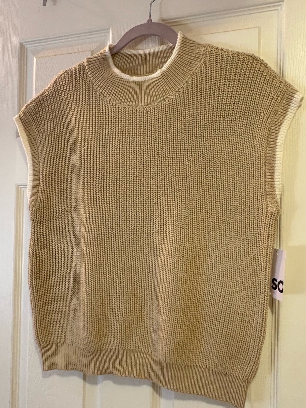 SO Beige Crewneck Sleeveless Knit Vest